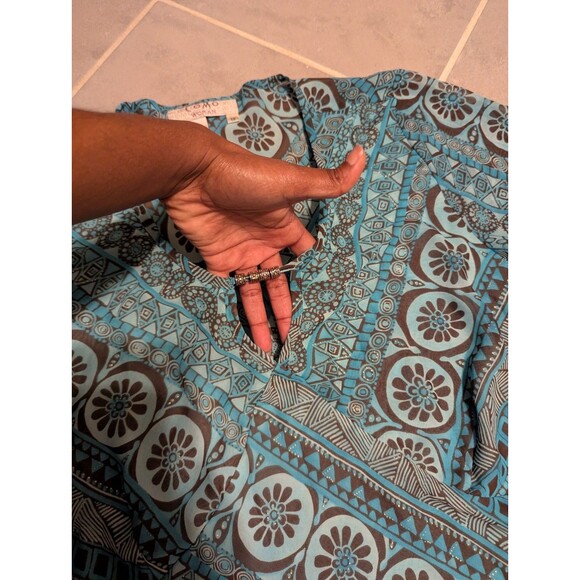 Como women blue paisley print tunic blouse 3/4 Sleeve Size 1X - Picture 8 of 10